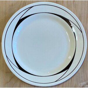 5 Vintage Oxford Made In Brazil Ceramic Round 7 3/8" Salad Plates Black White